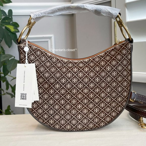 🔥NeW! Tory Burch T Monogram Haircalf Mini Crescent Bag - Picture 6 of 15
